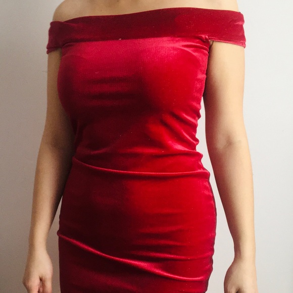 HOST PICK! Forever 21 Glam Edgy Red Velvet Dress - Picture 3 of 6